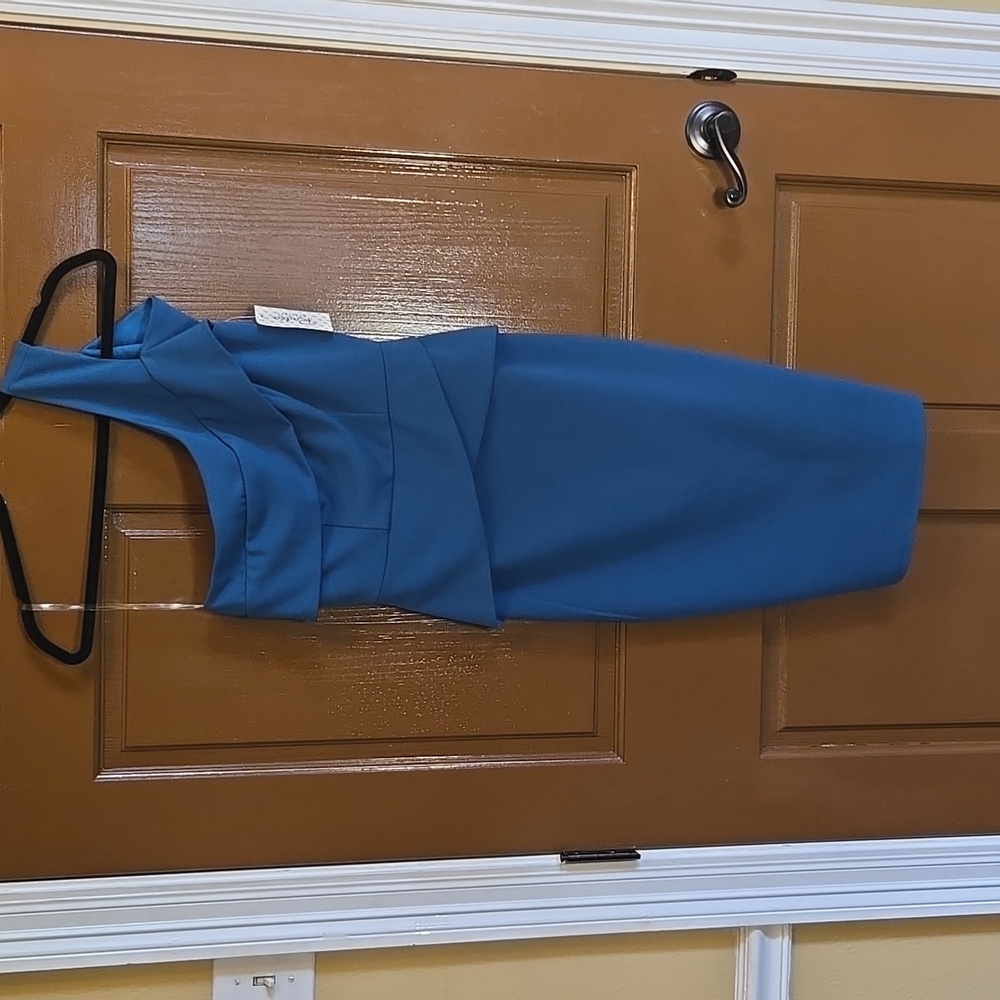 Rodeo Boutique-Blue one shoulder straight stretchy dress Sz Small NWT. - Picture 2 of 10